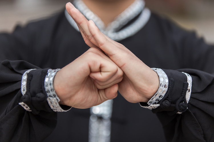 Tecnica di difesa, combattimento e salute di kung fu tradizionale, arte marziale cinese.